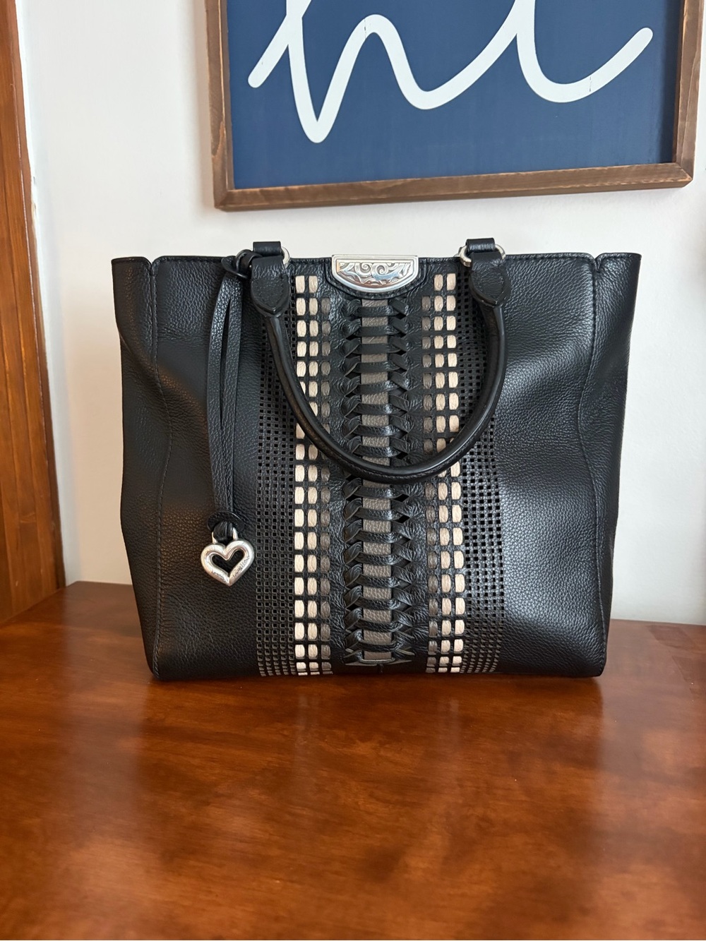 Brighton Black Woven Accent Tote AS IS *READ*